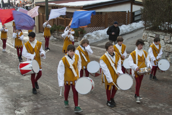 A parade through the streets of Folgaria in the Dolomites