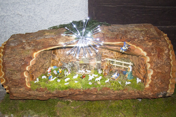 Nativity scene on display outside a house in Dimaro in the Dolomites