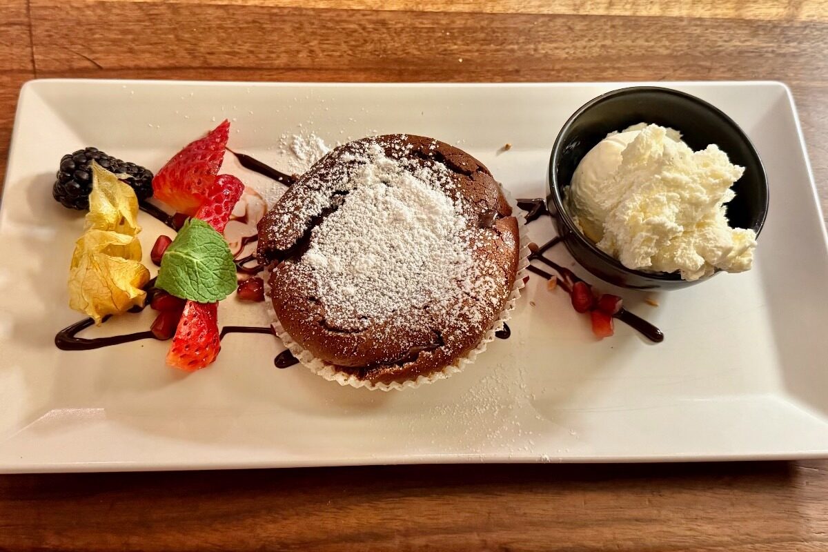 Chocolate Fondant Dessert at the Römerhof Restaurant in Leukerbad