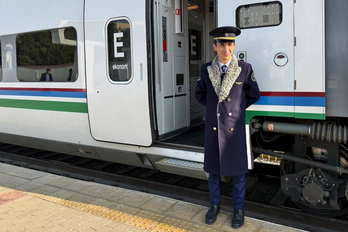 Railway Worker on the High-Speed Afrosiab Train, Uzbekistan