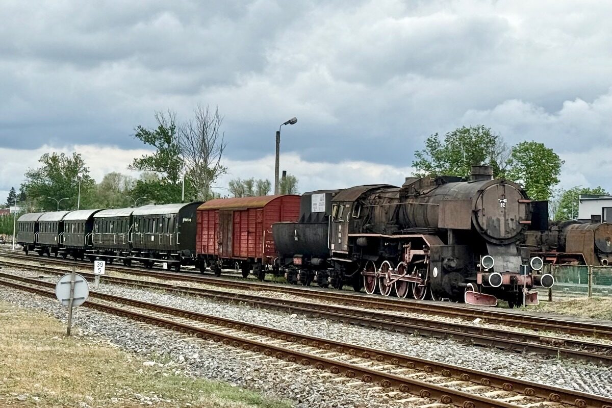 Steam Locomotive and Carriages at the Steam Depot in Wolsztyn