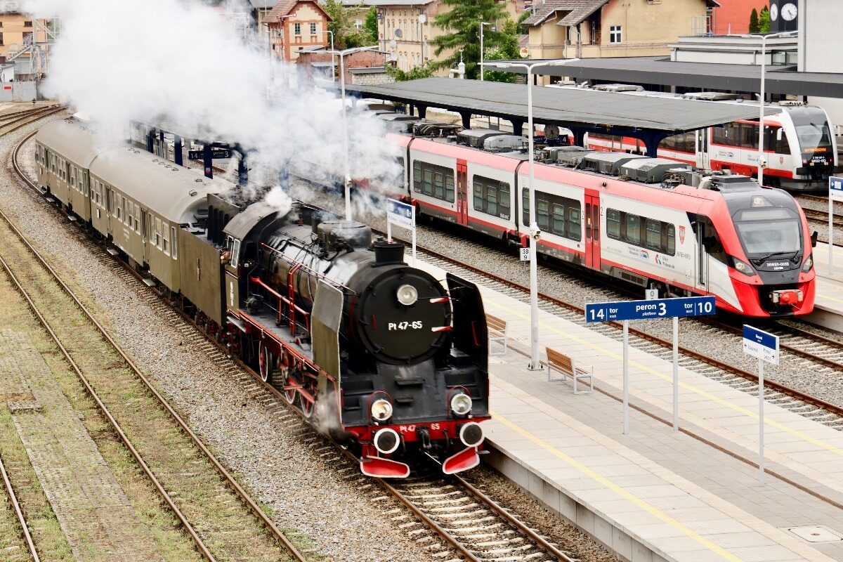 Steam Train going through Wolsztyn Station