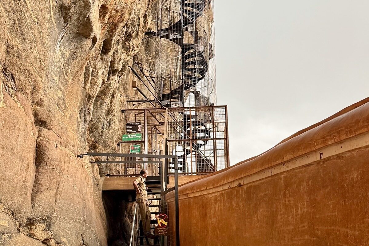 The Staircase to the Rock Paintings on Sigiriya Rock in Sri Lanka