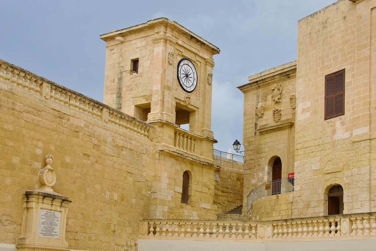A Corner of the main piazza in the Citadel, Victoria in Gozo, Malta