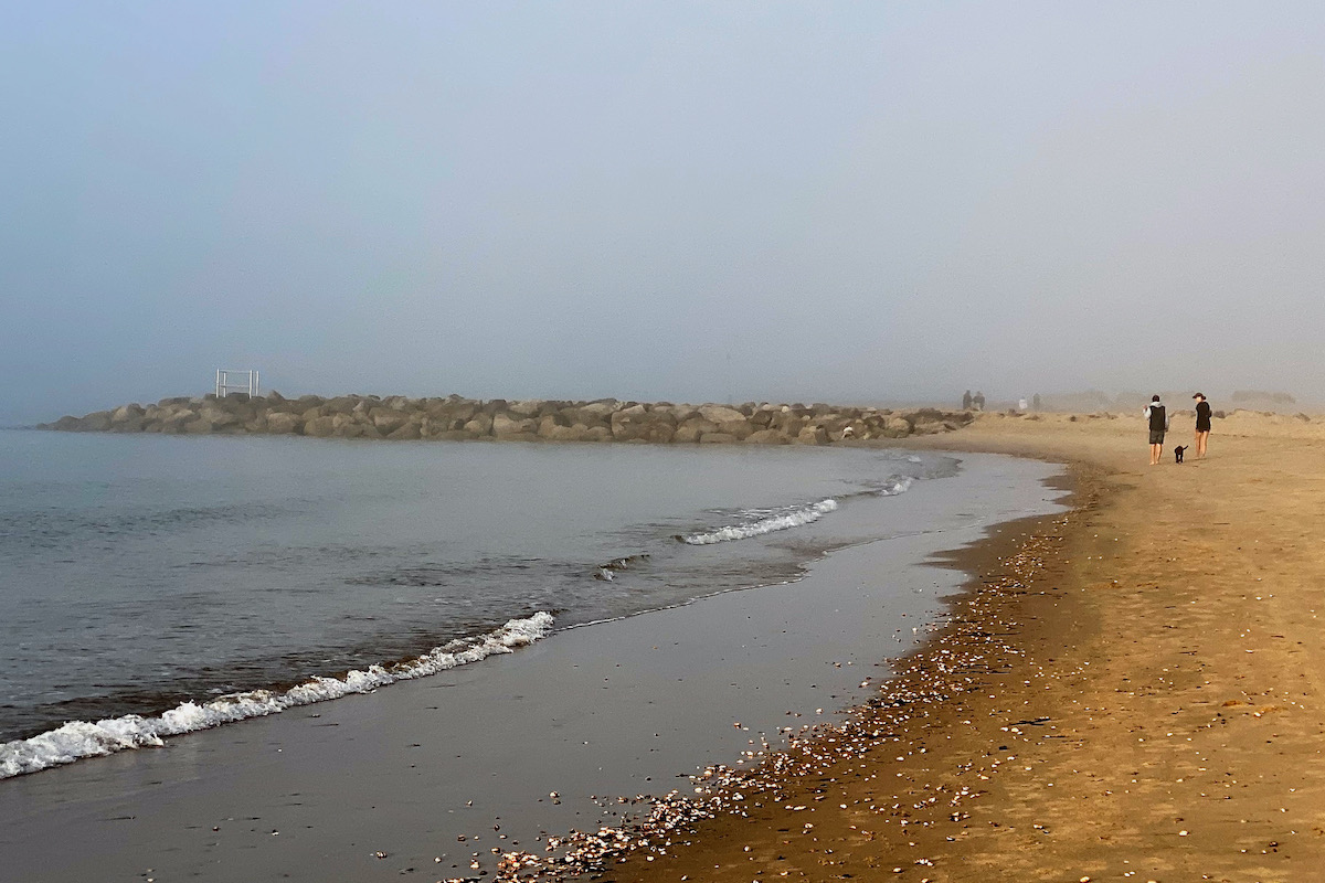 A Misty Morning on Sandbanks Beach in Dorset