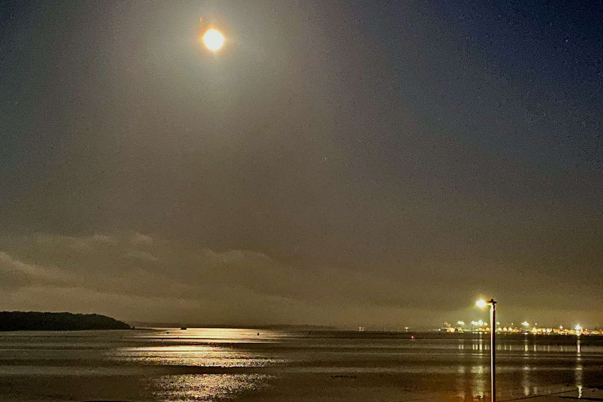 A Snow Moon Illuminates Poole Harbour in Dorset
