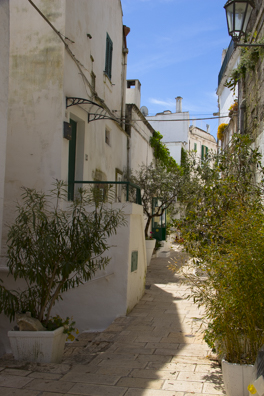 A typical street in the old town of Ostuni, Puglia, Italy