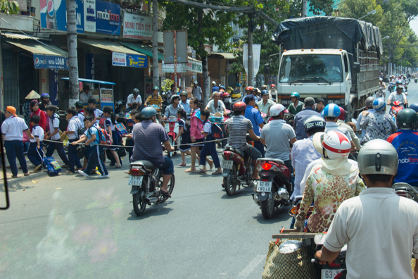 An unusual crossing on a road in Vietnam