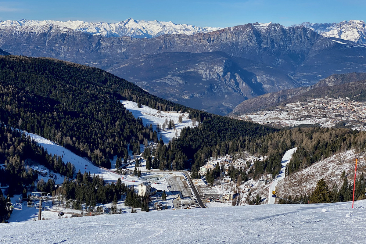 At the Top of Fondo Grande in the Folgaria Ski Area, italian Dolomites