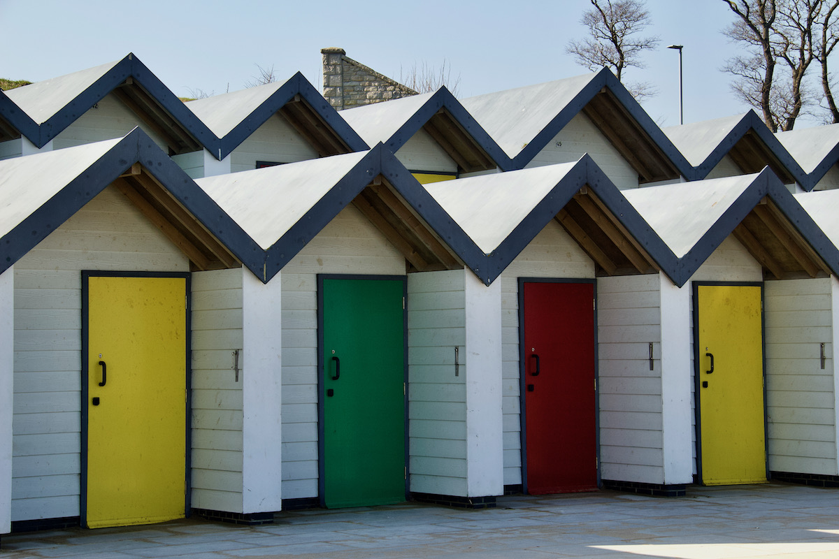 Beach Huts on Swanage Sea Front in Dorset