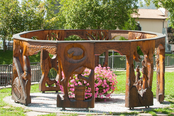 Beautiful wood carving in Praso in Trentino, Italy