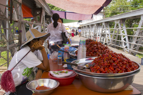 Food stalls outside Bogyoke Aung San Market in Yangon