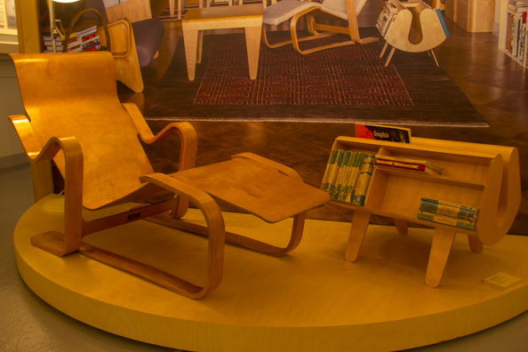 Breuer's Long Chair and Riss's Penguin Donkey on display at the Isokon Gallery Hampstead London