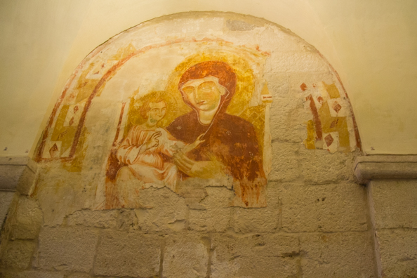 Byzantine fresco in the church of Santa Maria della Scala under the cathedral of Trani in Puglia