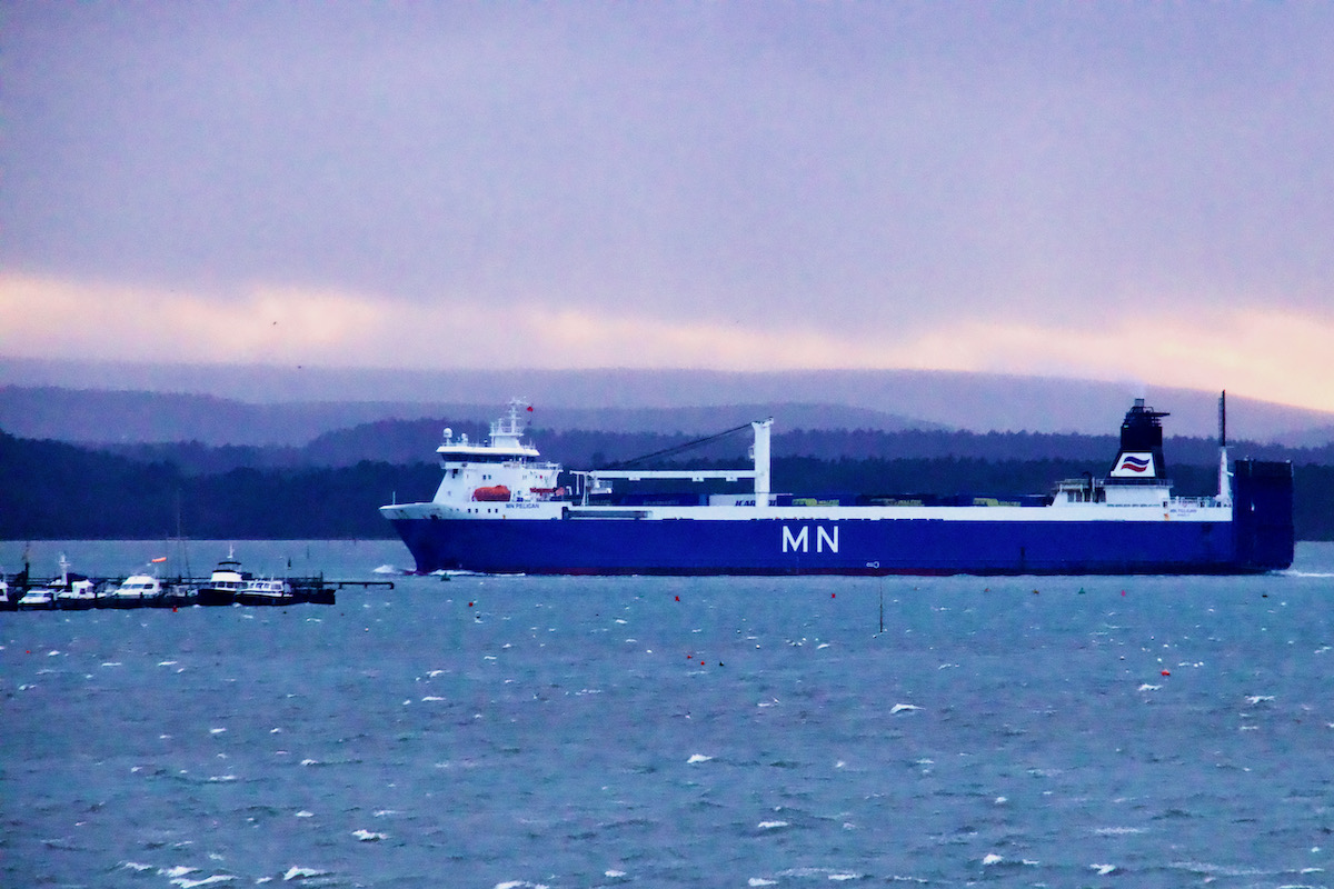 Cargo Ship Leaving Poole Harbour in Dorset