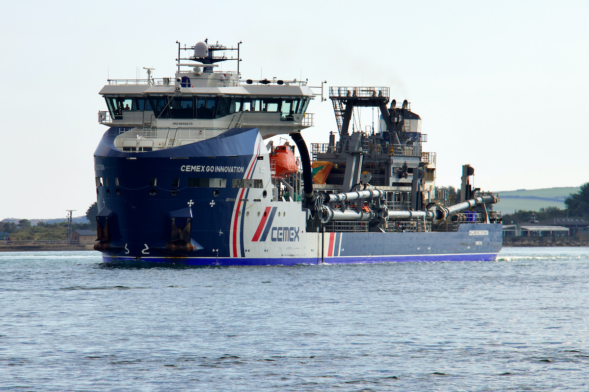 Cemex Go Innovation Dredger Passing Brownsea Island in Poole Harbour