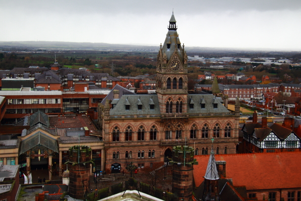 Chester Town Hall from the top of the bell tower of Chester Cathedral