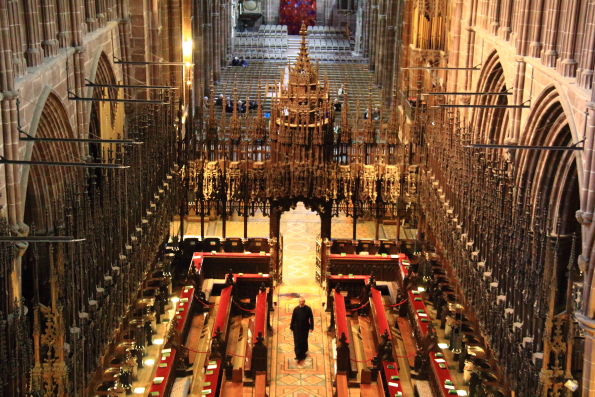 The choir stalls in Chester Cathedral