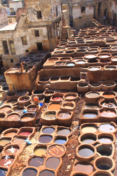 Chouara Tannery in the medina in Fez Morocco