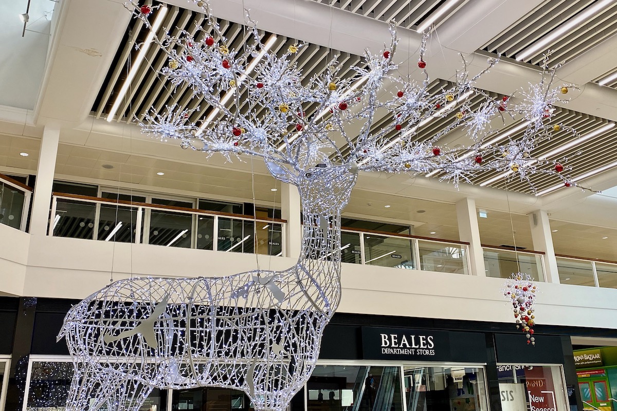 Christmas Decorations in the Dolphin Shopping Centre, Poole in Dorset
