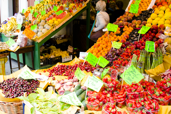 Daily fruit, vegetable and flower market  in Pistoia, Tuscany