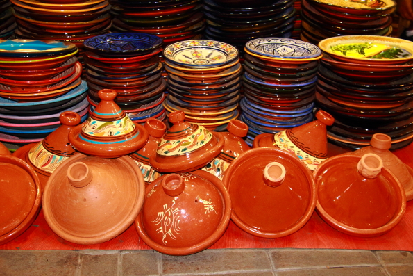 Ceramics for sale in Djemaa el Fna Square in Marrakech