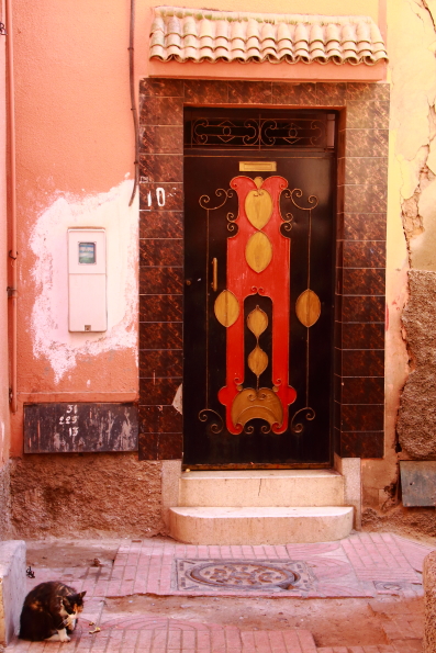 A decorated door in a souk in Marrakech