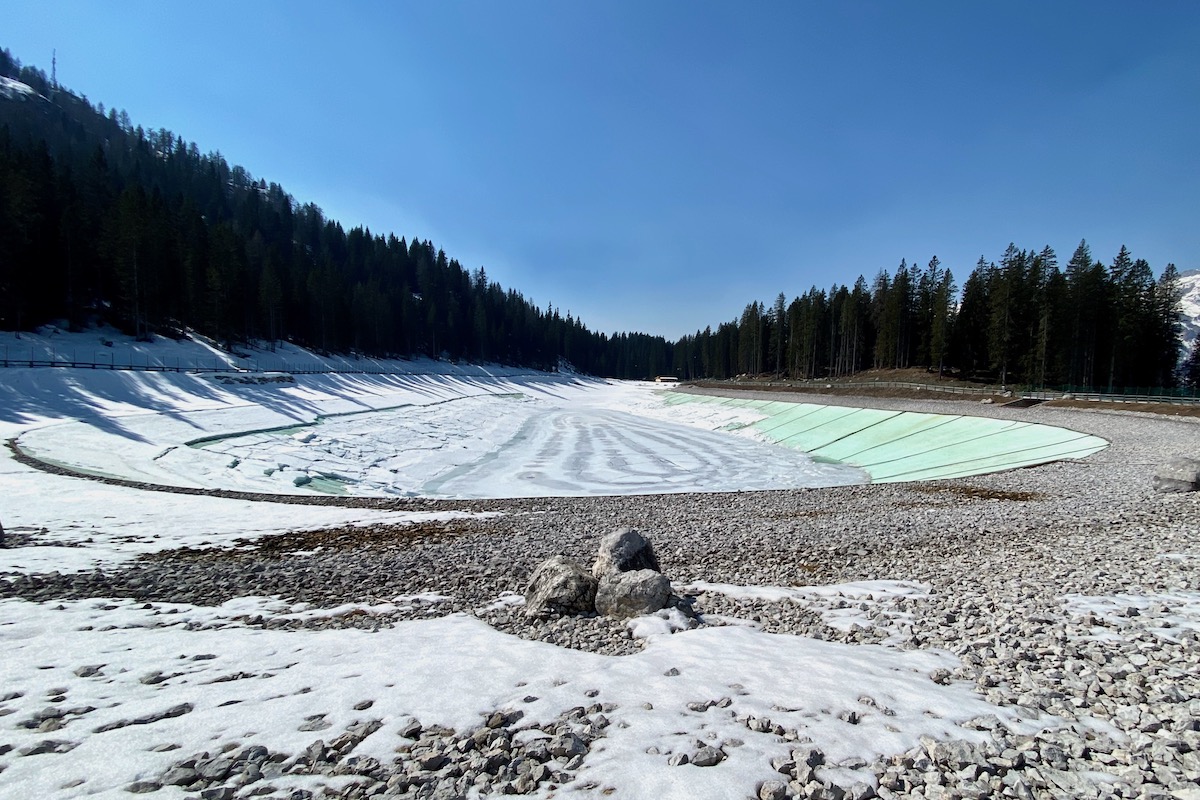 Empty Reservoir in the Spinale Ski Area of Madonna di Campiglio in Trentino, Italy