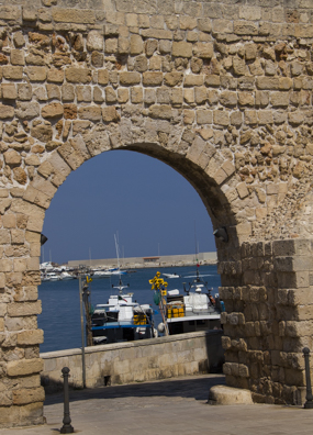 Entrance from Charles v Castle to the odl port of Monopli in Puglia, Italy