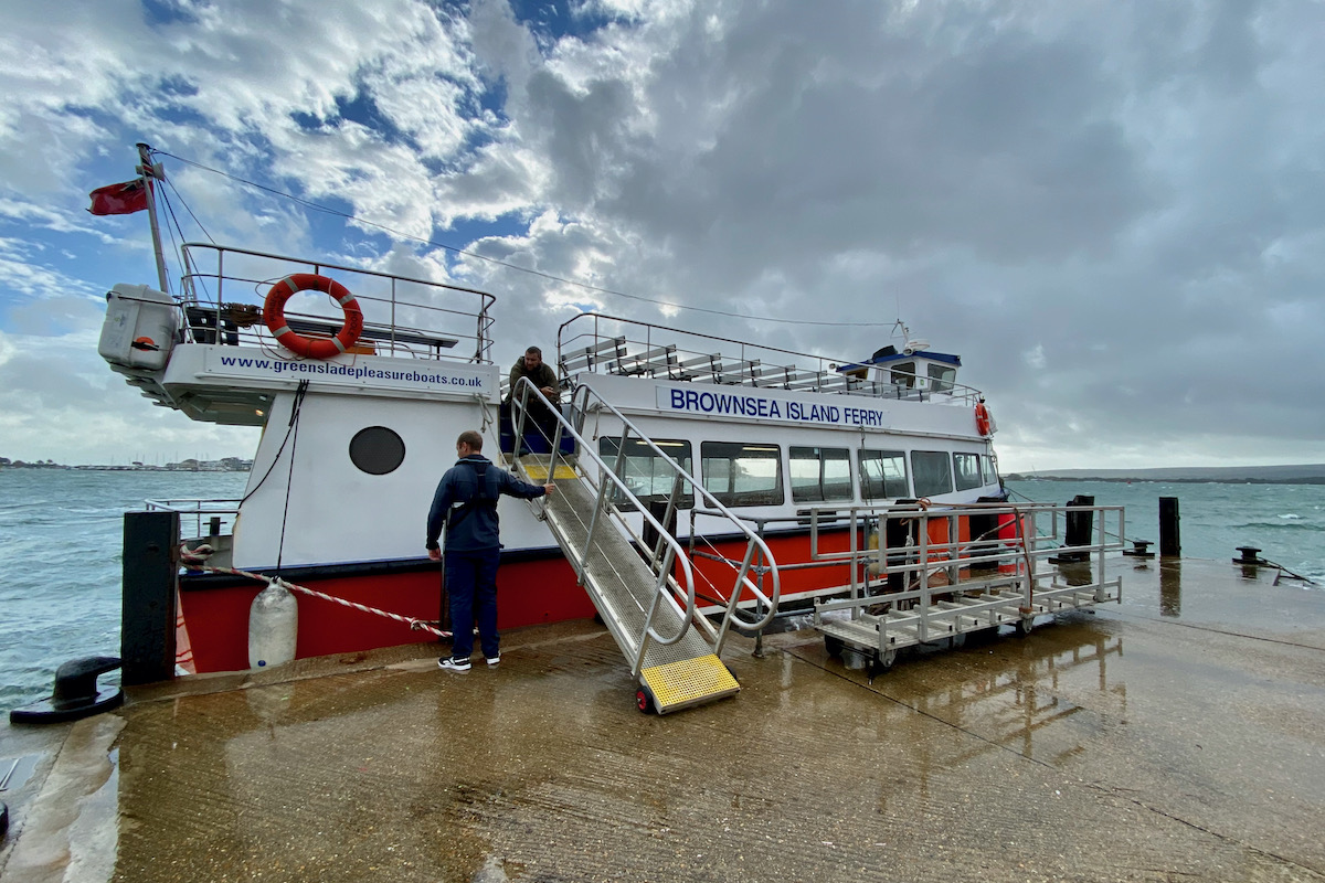 Ferry Arrives on Brownsea Island at High Tide