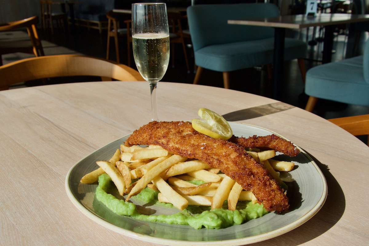 Fish, Chips and Prosecco at West Beach Kitchen and Bar, Brighton