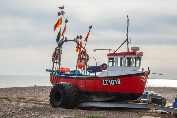 Fishing boat on the beach in Aldeburgh in Suffolk