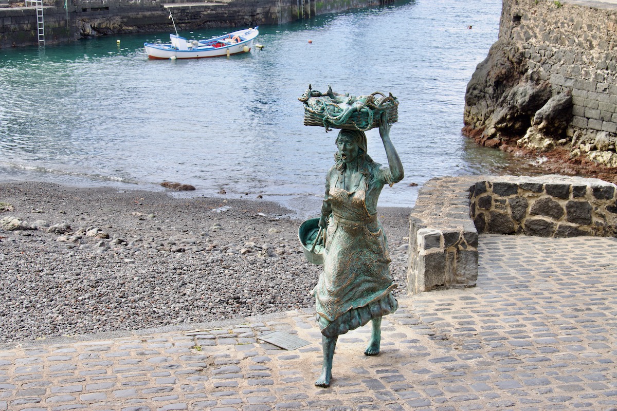 Fishwife Sculpture by Julio Nieto, Old Fishing Port of Puerto de la Cruz, Tenerife