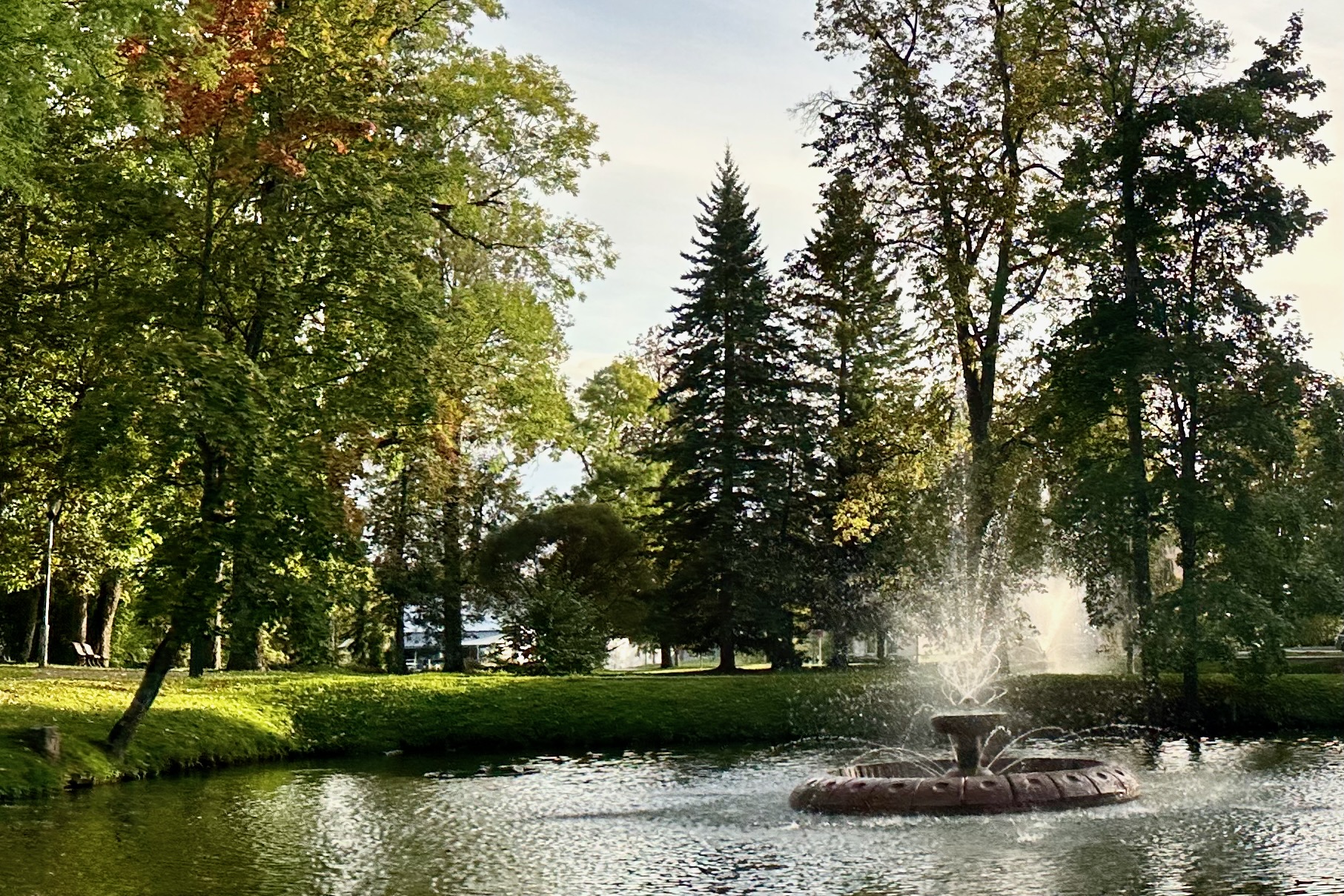 Fountains in the Manor Park in Alūksne, Vidzeme in Latvia