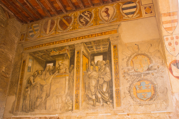 Frescoes in Palazzo Comunale in San Gimignano, Tuscany Italy
