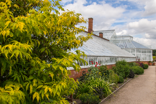 Greenhouses in the Walled Kitchen Garden of Clumber Park near Ollerton, Notts, UK