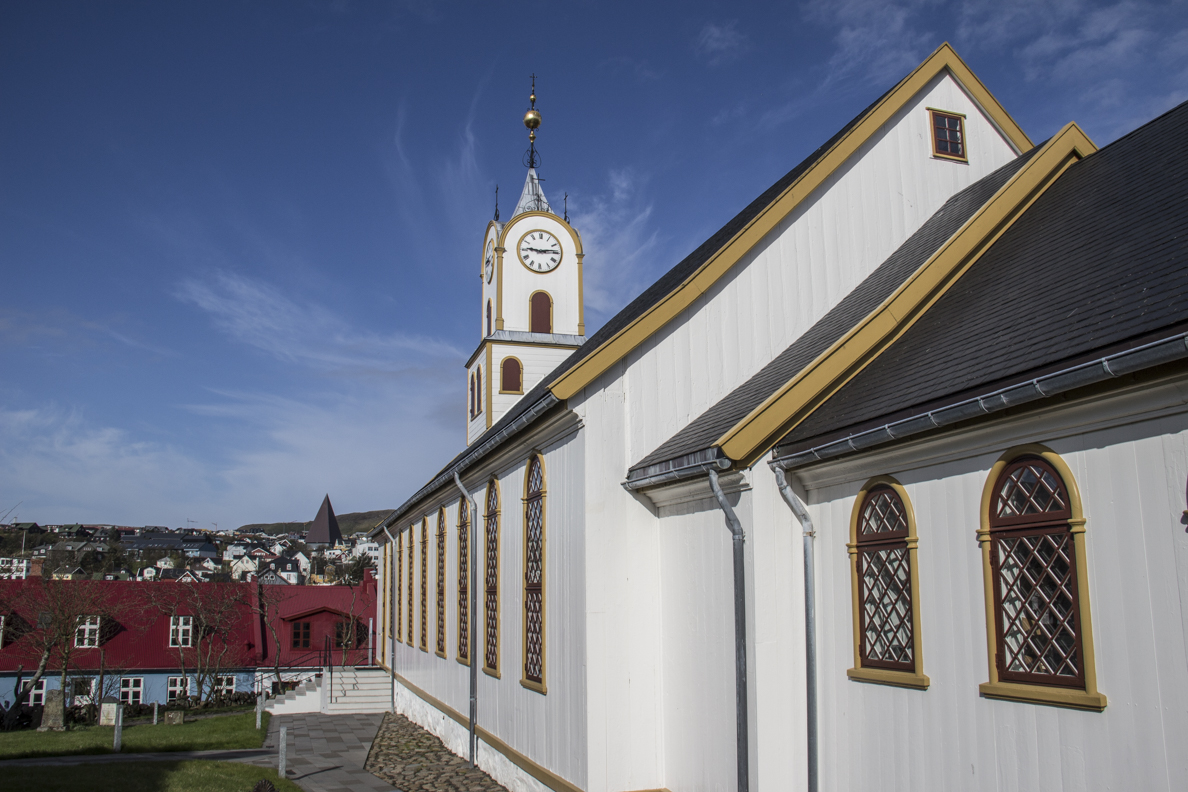 Havnar Kirkja, the cathedral, above Tórshavn capital of the Faroe Islands  7708