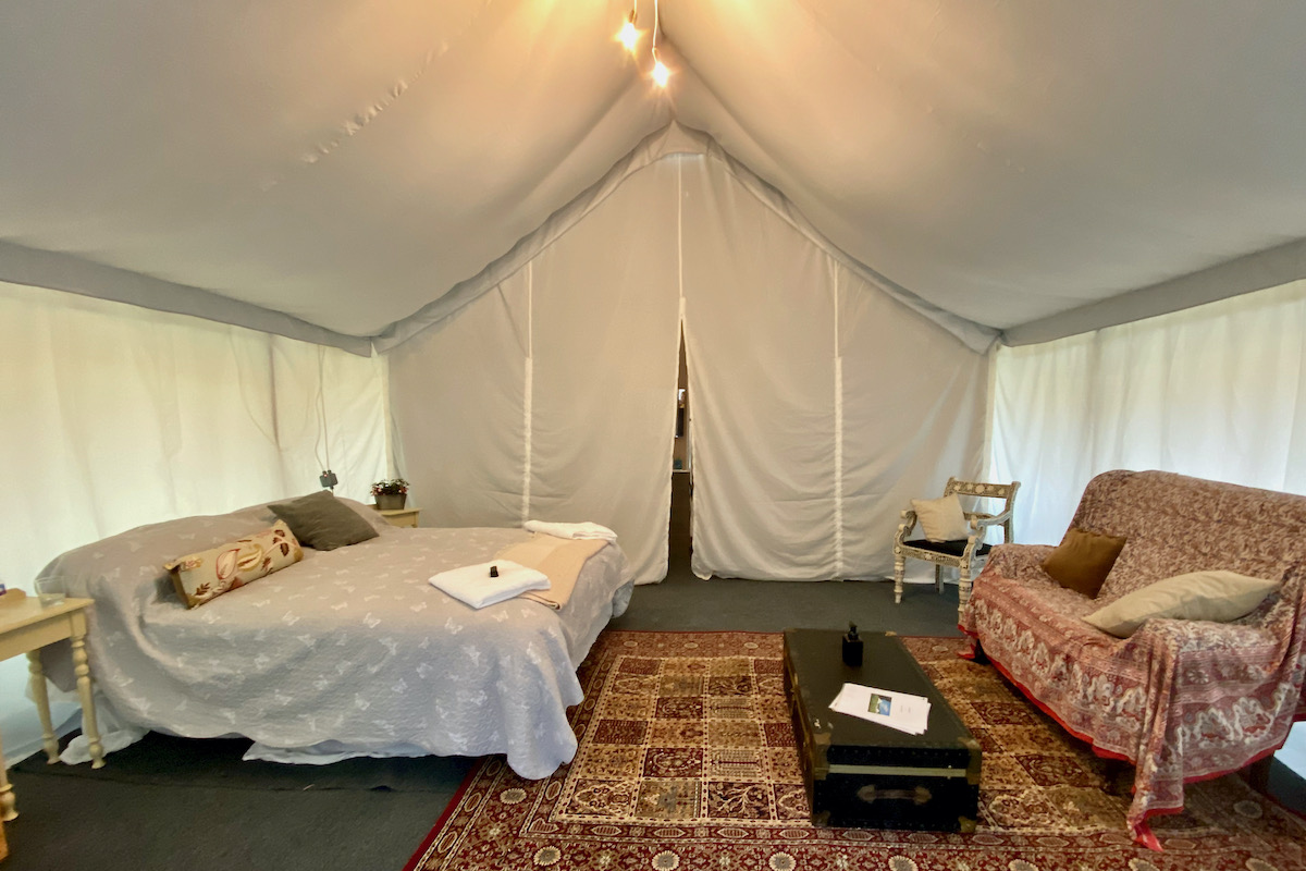 Inside a Safari Suite at Pop Up Glamping in Somerset
