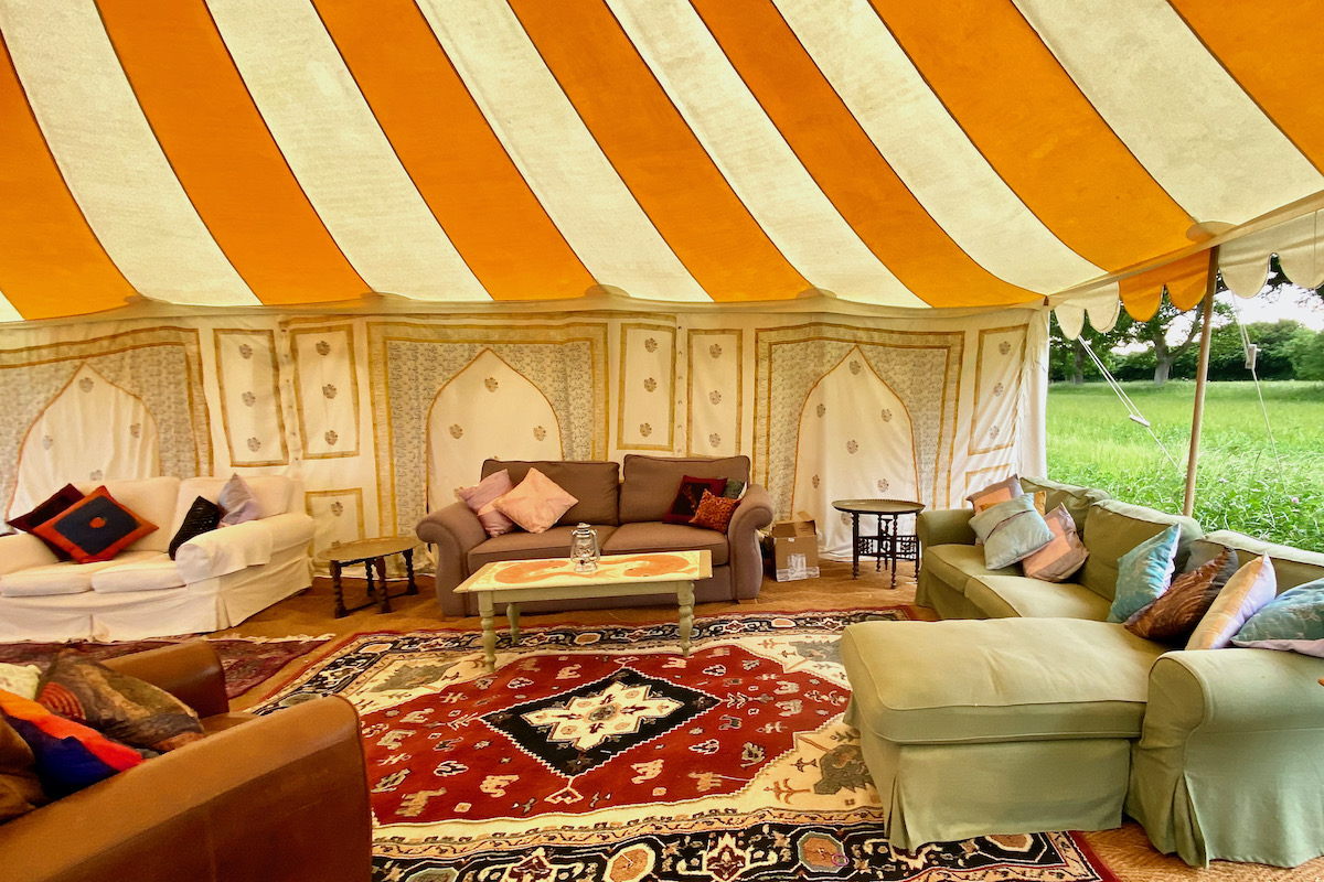 Inside the Circus Tent at Pop Up Glamping Somerset