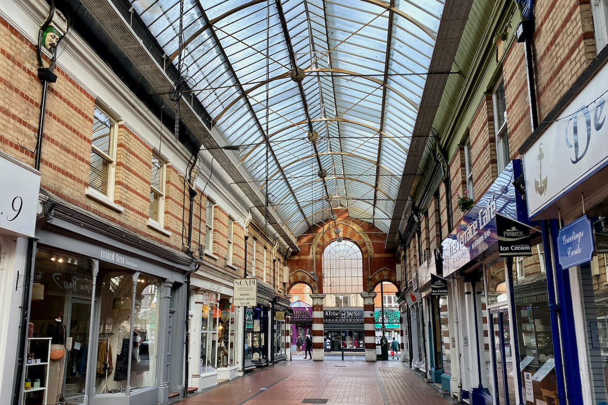 Inside the Shopping Arcade at Westbourne in Dorset