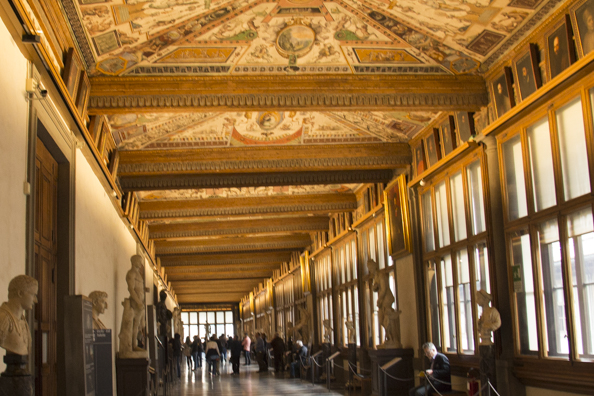 Inside the Uffizi Galleries in Florence, Tuscany, Italy