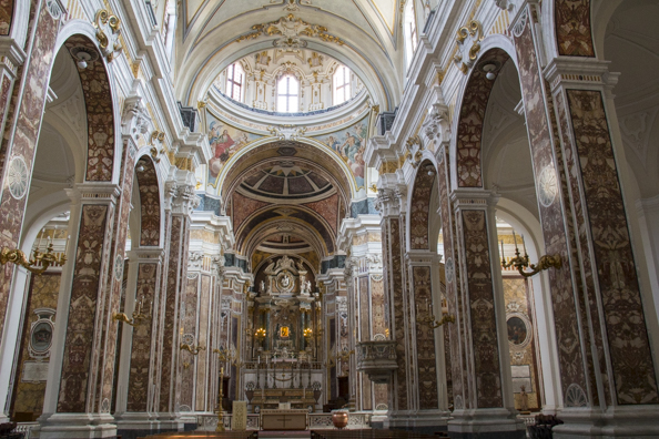 Interior of the Basilica Cattedrale della Madonna della Madia in Monopoli, Puglia in Italy