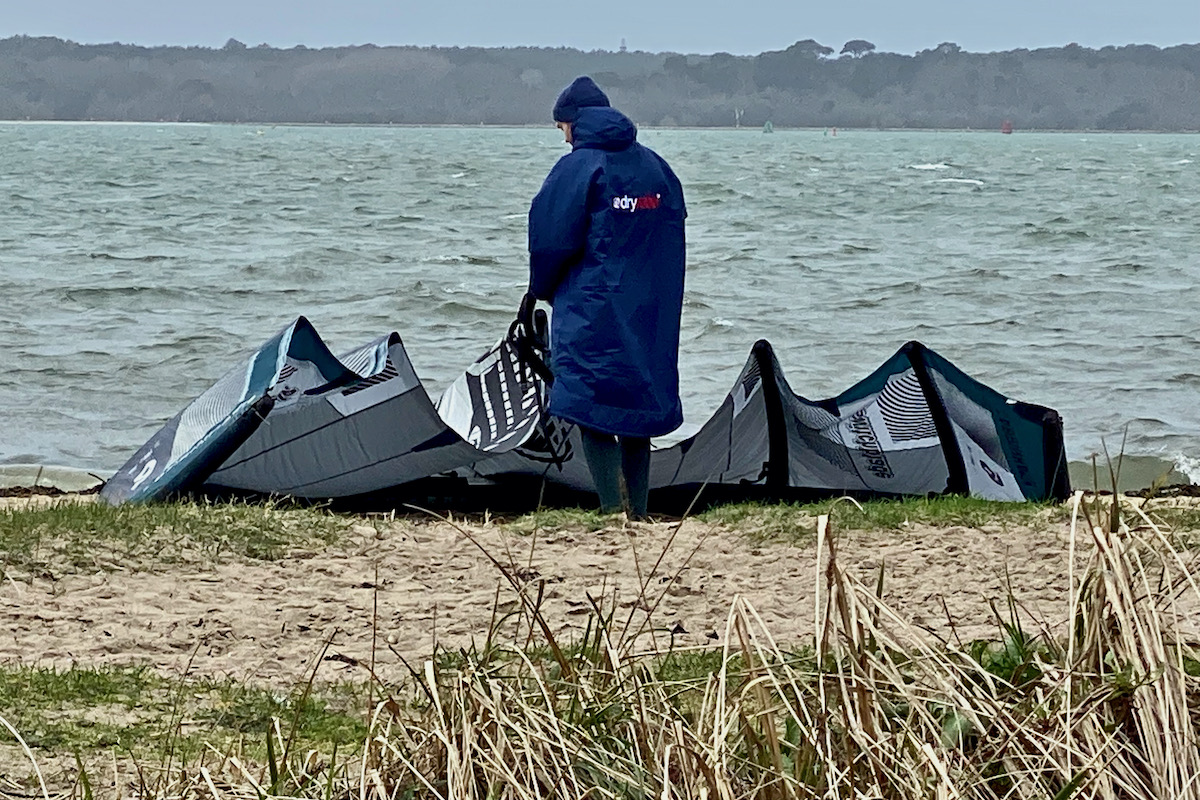 Kite Surfer Defeated by Weather in Poole Harbour, Dorset