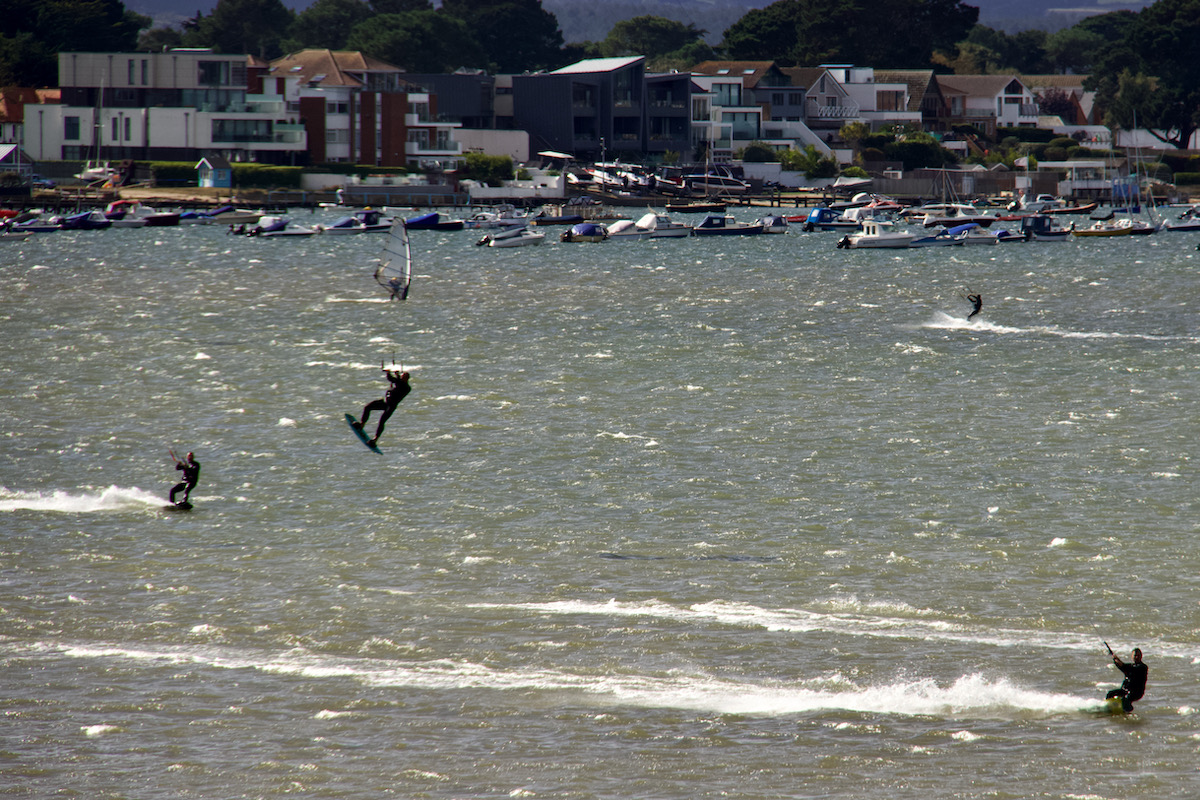 Kite surfers in Poole Harbour, Dorset