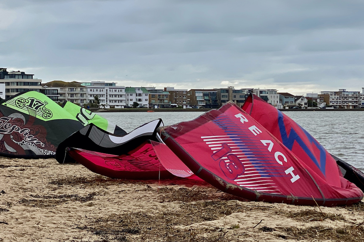 Kites on Kite Beach by Poole Harbour in Dorset
