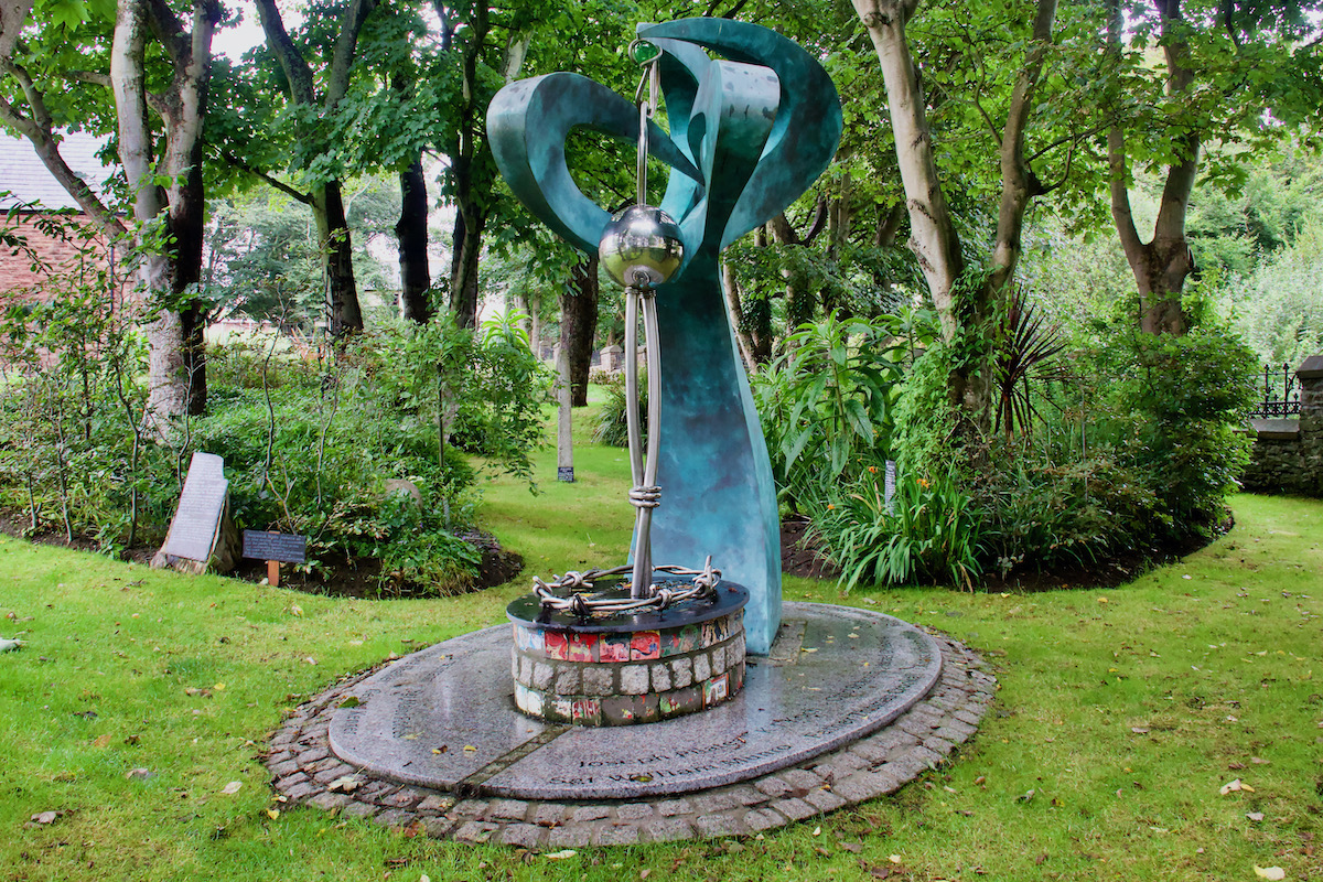 Knockaloe Garden Sculpture in the Gardens of Cathedral Isle of Man in Peel, Isle of Man