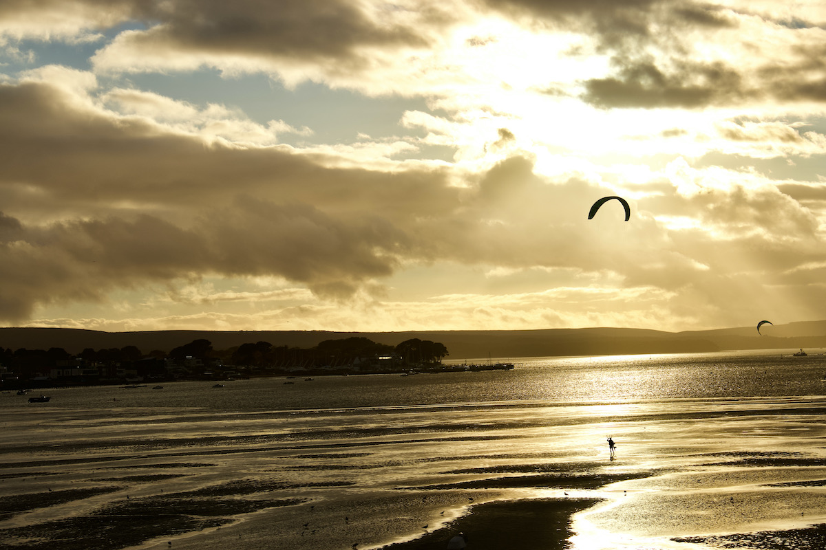 Last Kite Boarder of the Day in Poole Harbour, Dorset