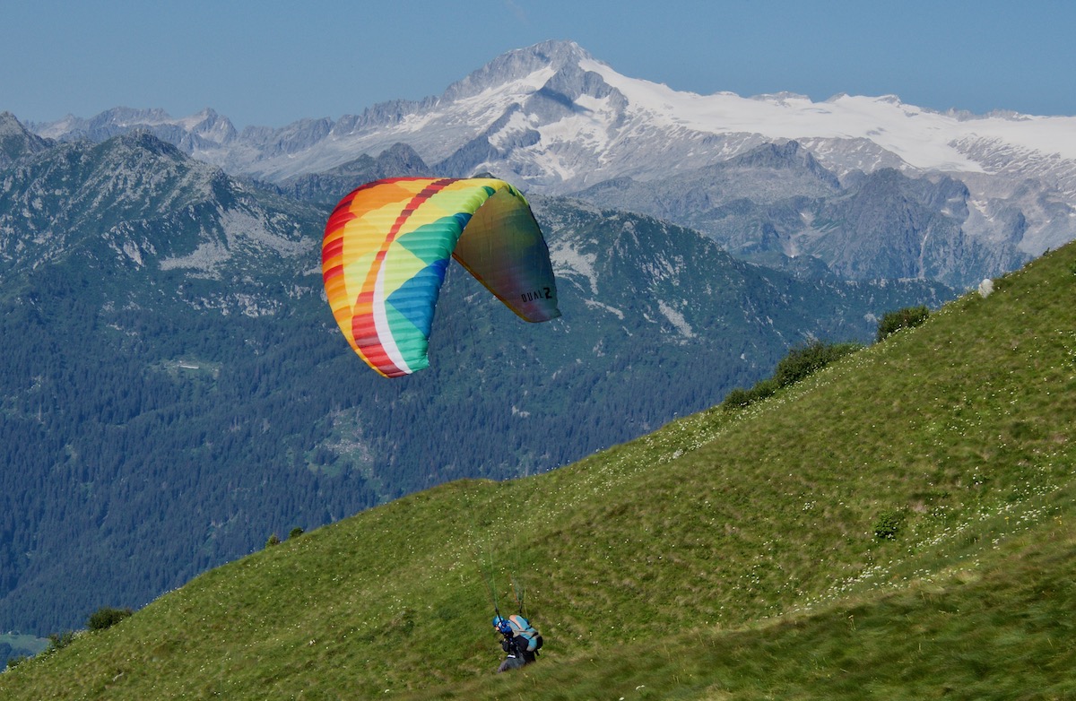 Lifting Off from the Slopes Above Pinzolo in Trentino, Italy