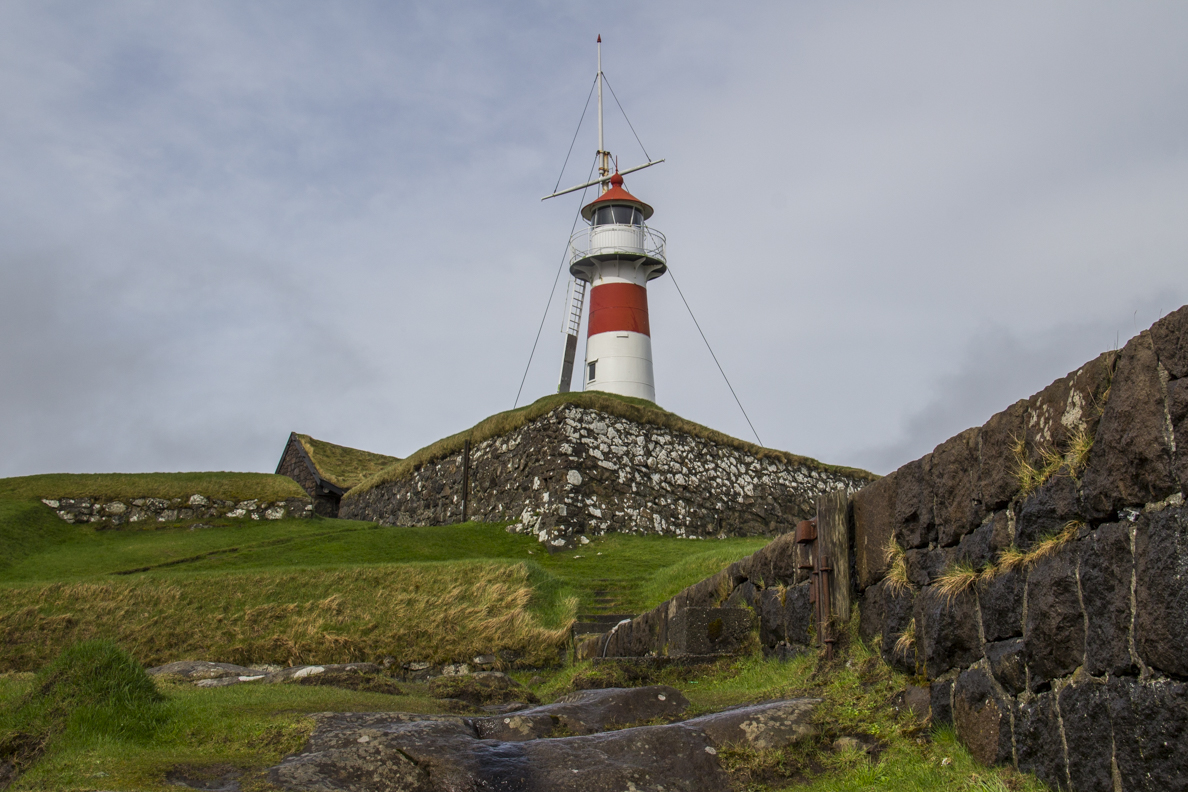 Lighthouse on the remains of the old fort in Tórshavn capital of the Faroe Islands  7202