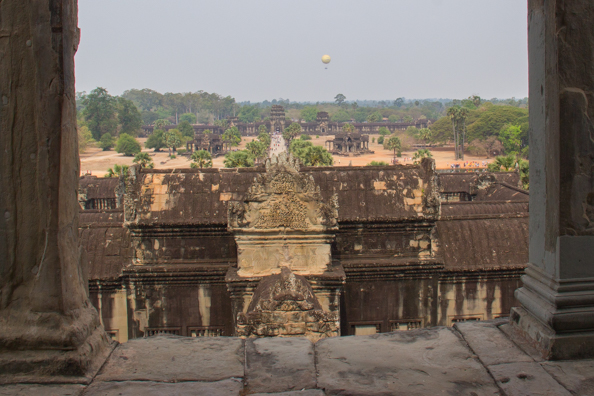 Looking across Angkor Thom from Angkor Wat its biggest rtmple, in Siem Reap, Cambodia